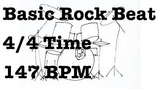 Basic Rock Drum Beat - 147 BPM - 4/4 Time - Metronome Loop 147BPM - Rock Beat - Drum Backing Track