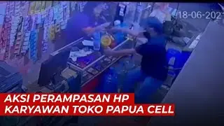 Terekam CCTV, Aksi Perampasan HP Karyawan Toko Papua Cell