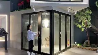 Modern Waterproof Bifold Folding Doors Aluminum Corner Glass Bi-Folding Door#bifolddoor #foldingdoor