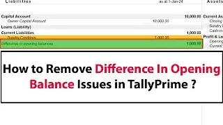 Difference in Opening Balance Show in Tally Prime Balance Sheet.