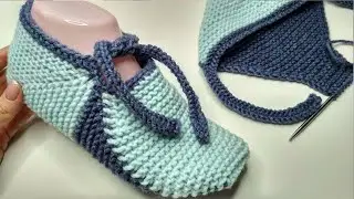 💥 SEAMLESS footprints on two knitting needles - very SIMPLE and COMFORTABLE