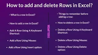 How to add and delete Rows in an Excel worksheet? Step by Step Tutorial