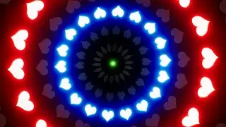 Glowing Red and Blue and Green Color Heart Shaped Lights Background Loop
