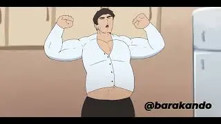 big roommate with a big belly and muscles growth (short version)