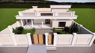 Single floor house design - 4 Bedrooms | Modern village house design | Single story house 3D design