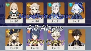 4.8 Spiral Abyss (C1 Neuvillette Hyper + C0 Navia Hyper)  36 stars