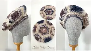 Motifli Ressam Beresi Yapımı - Örgü Kolay Bere Modeli