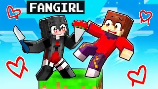 Stuck on ONE BLOCK with CRAZY FAN GIRL in Minecraft!
