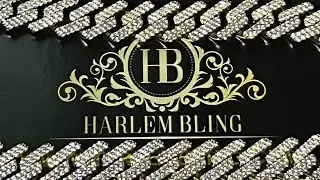 HARLEMGLING:14karat Gold plated 12mm iced out prong cuban. Chain&Bracelet