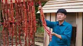 Make sausage from pork, Preserve meat all year round, Forest life