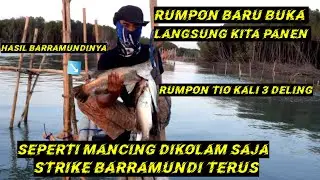 Mancing Kakap Putih-Barramundi Di Rumpon Tyo‼️ STRIKE TERUS PANEN BARRAMUNDI