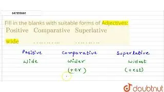 Fill in the blanks with suitable forms of Adjectives:{:(Positive,Comparative, Superlative),(wide...