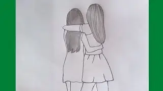 Best Friends Drawing Easy | Best Friends Forever | BFF Drawing | Rupar Rong Pencil