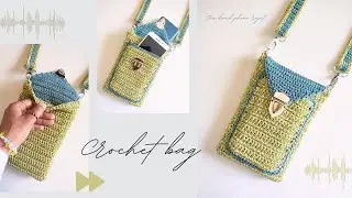 Crochet phone bag, just 1 roll of yarn (subtitle)
