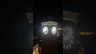 Misty Flight Around The Market Hall Clock Tower, in a flooded Shrewsbury Town Centre