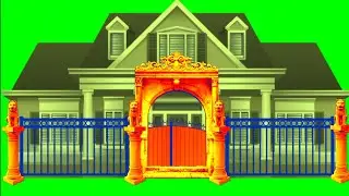 Royal House Sliding gate Green screen,Sliding gate Green screen video,Closing gate Green screen,