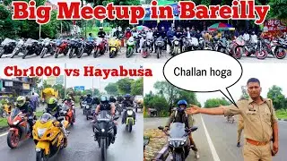 Big Meetup in Bareilly Superbike Ride Hayabusa vs cbr1000 | Group riding Crashed 😭😭