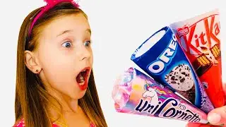 Полина играет в челлендж съедобное шоколад и настоящее  | Challenge play - Ice cream.