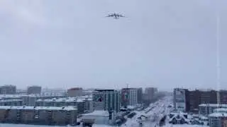 Полёт Ту 95 над Воркутой с приветствием экипажа
