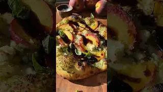 a peach mozzarella and basil pizza i like to call “the georgia” 🍑🍕 #pizza #peaches #pizzaovens