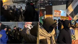 Barricades Clashes at Pro-Palestine Protest outside NYC John Jay College