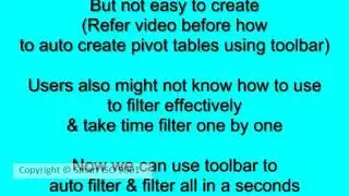 Toolbar Auto Create & Auto Filter Pivot Tables