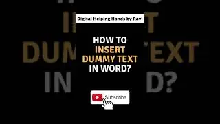 How to Insert Dummy Text in Microsoft Word | How to Insert Lorem Ipsum Text in Word | 