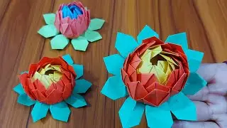 Easy Way To Make Paper Lotus Flower - Paper Flower - Paper Craft/ how to make paper flower