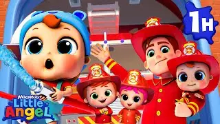 Baby Fireman Song | Little Angel | 🚌Wheels on the BUS Songs! | 🚌Nursery Rhymes for Kids