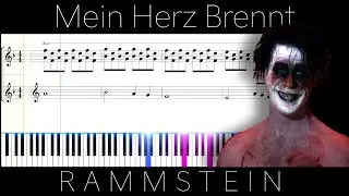 Mein Herz Brennt - Rammstein:   Piano Tutorial with scrolling sheet music