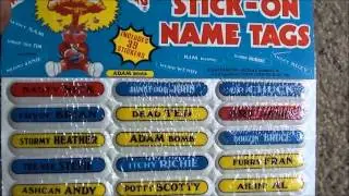 Garbage Pail Kids STICK-ON NAME TAGS, gpk PUFFY STICKERS from 1986