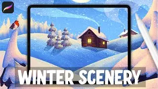 Drawing a Cozy Winter Scenery - Procreate Tutorial