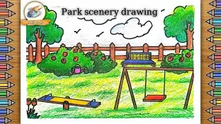 park scenery drawing | how to draw playground easy | park side drawing | park drawing