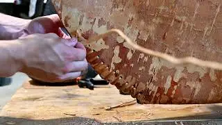 Birchbark Canoe Build - Part 4 - Stem base lashing - Algonquin old model