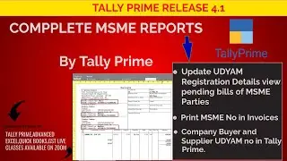 MSME Complete Report in Tally Prime||Print UDYAM Registration No in Tally Prime||Tally Prime 4.1 -3