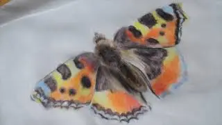 Butterfly quilt with inktense pencils and thread painting