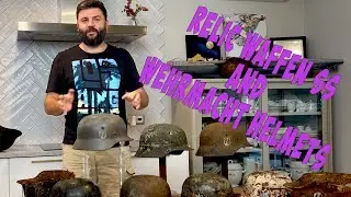 SS Helmets dug up from Russian front. Rare camouflage helmets! My collection
