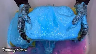 Very thick bleach paste + floor cleaner + laundry gel and dry paste 💜💙 Asmr squeezing sponge