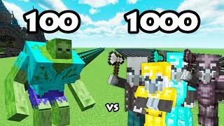 100 Mutant Zombie Vs 1000 Vindicator  | Minecraft