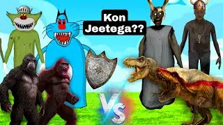Oggy And Jack Challenge Granny & Granpa in Animal Revolt Battle Simulator Game 😵 Oggy Game