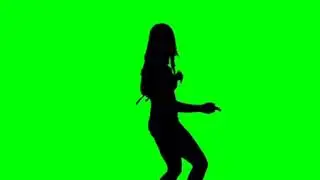 FEMALE STRIPPER DANCING ON GREEN BACKGROUND