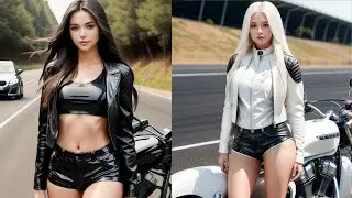 AI LookBook Ukrainian girls are fans of motorcycles. AI ART LOOKBOOK 4K