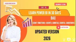 Power BI Full Course 2026 | Day 15 - DAX–COUNTX,COUNTAX,COUNTA & COUNTROWS |Learn PowerBI in 30 Days