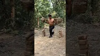 Rocks 🪨 dumbbells set-up in jungle 🔥/ #armynagar 🇮🇳 #jungle #commando #workout  #shorts