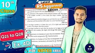 Ex 4D Q21 to Q28 | Class 10 Rs Aggarwal | Quadratic Equations | Chapter 4 | CBSE 2023 - 24 | MD Sir