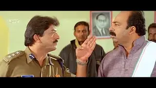 Police Devaraj Challenges Politician At Station - Tada Khaidi Kannada Movie