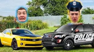 Strict COP Mr. Joe on a Chevy Camaro VS funny racer Mr. Nick in a SuperCar for Racing| Car Video 13+