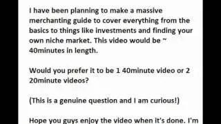 Question About A Merchanting Video