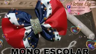 Maratón moños escolares, moño con listón 5 cms ancho //floresely