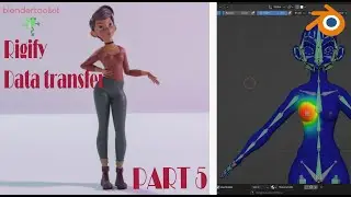 Риггинг персонажа в Blender с помощью аддона Rigify. Перенос веса с клетки на основной меш.